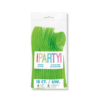 18pc Assorted Lime Green Cutlery - Anilas UK