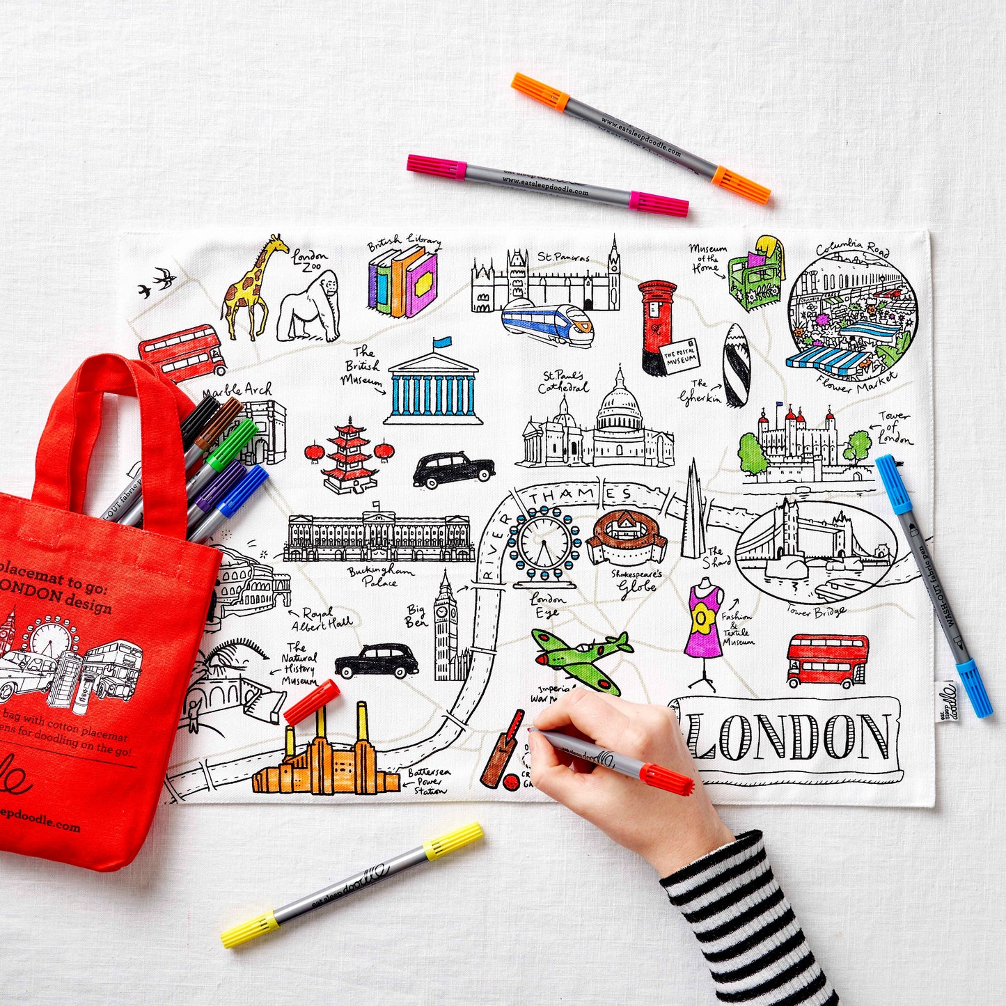 Eat Sleep Doodle's London Placemat To Go & Colour In - Anilas UK