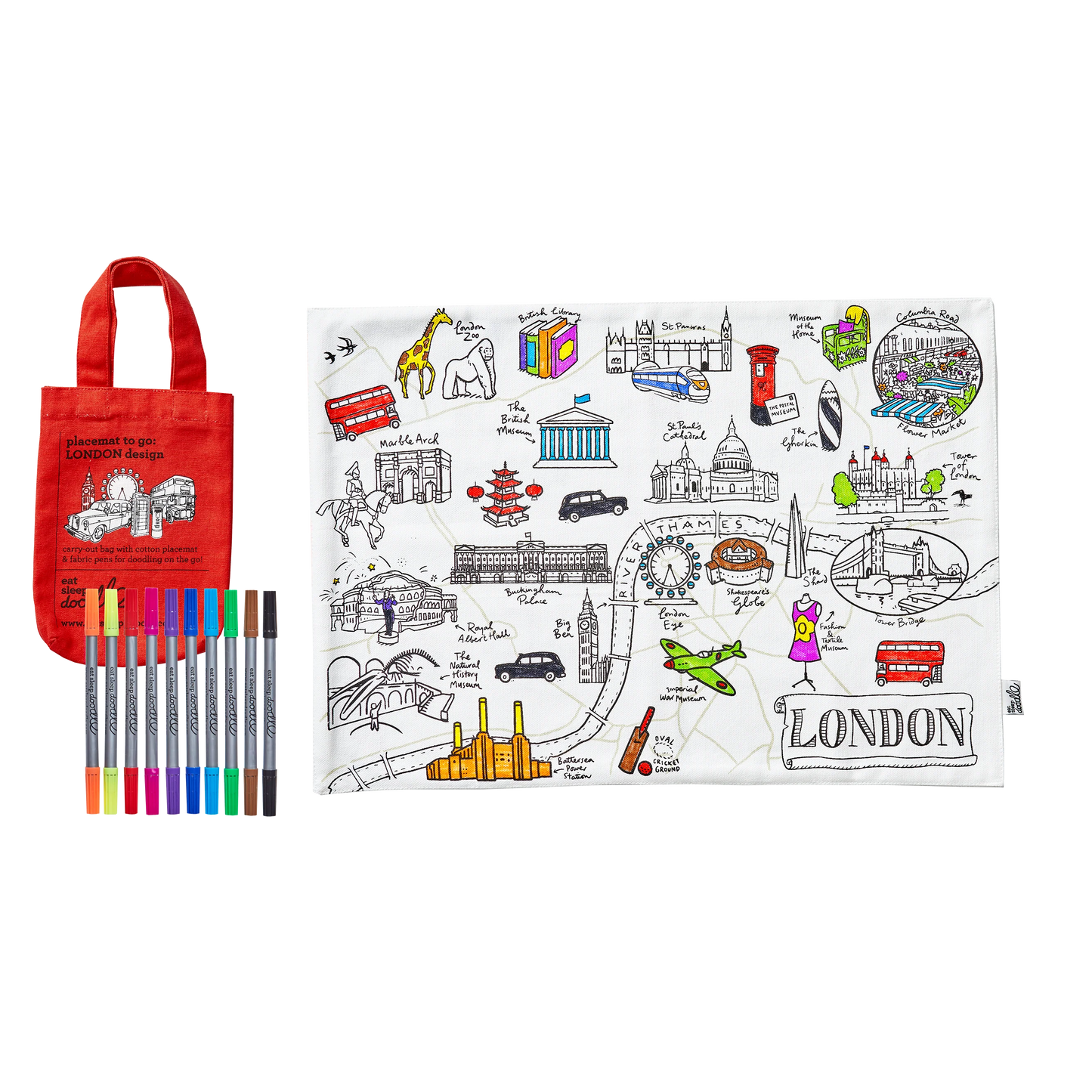Eat Sleep Doodle's London Placemat To Go & Colour In - Anilas UK
