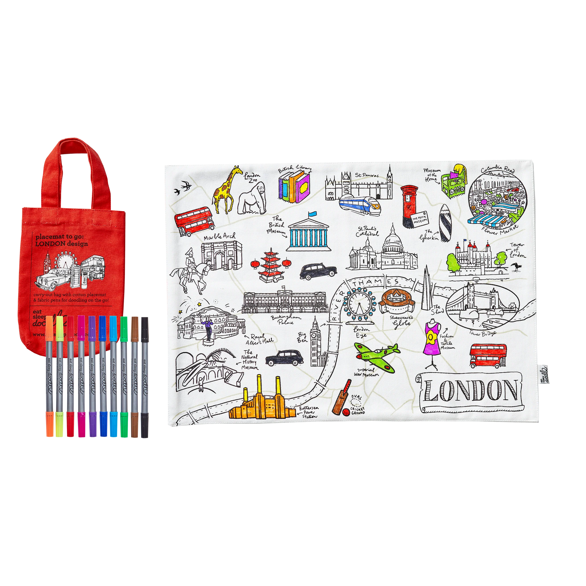 Eat Sleep Doodle's London Placemat To Go & Colour In - Anilas UK