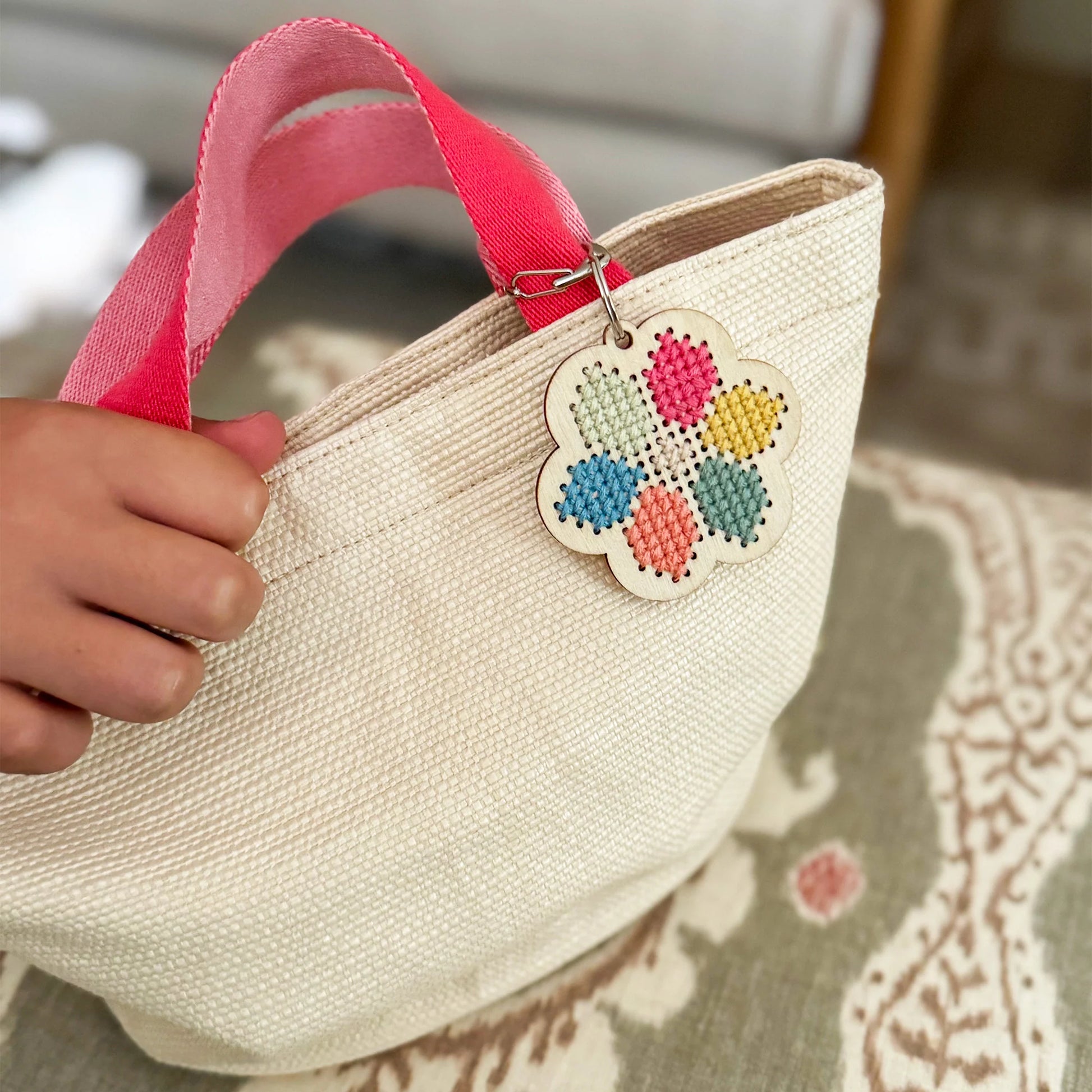 Make Your Own Flower Cross Stitch Keyring - Anilas UK