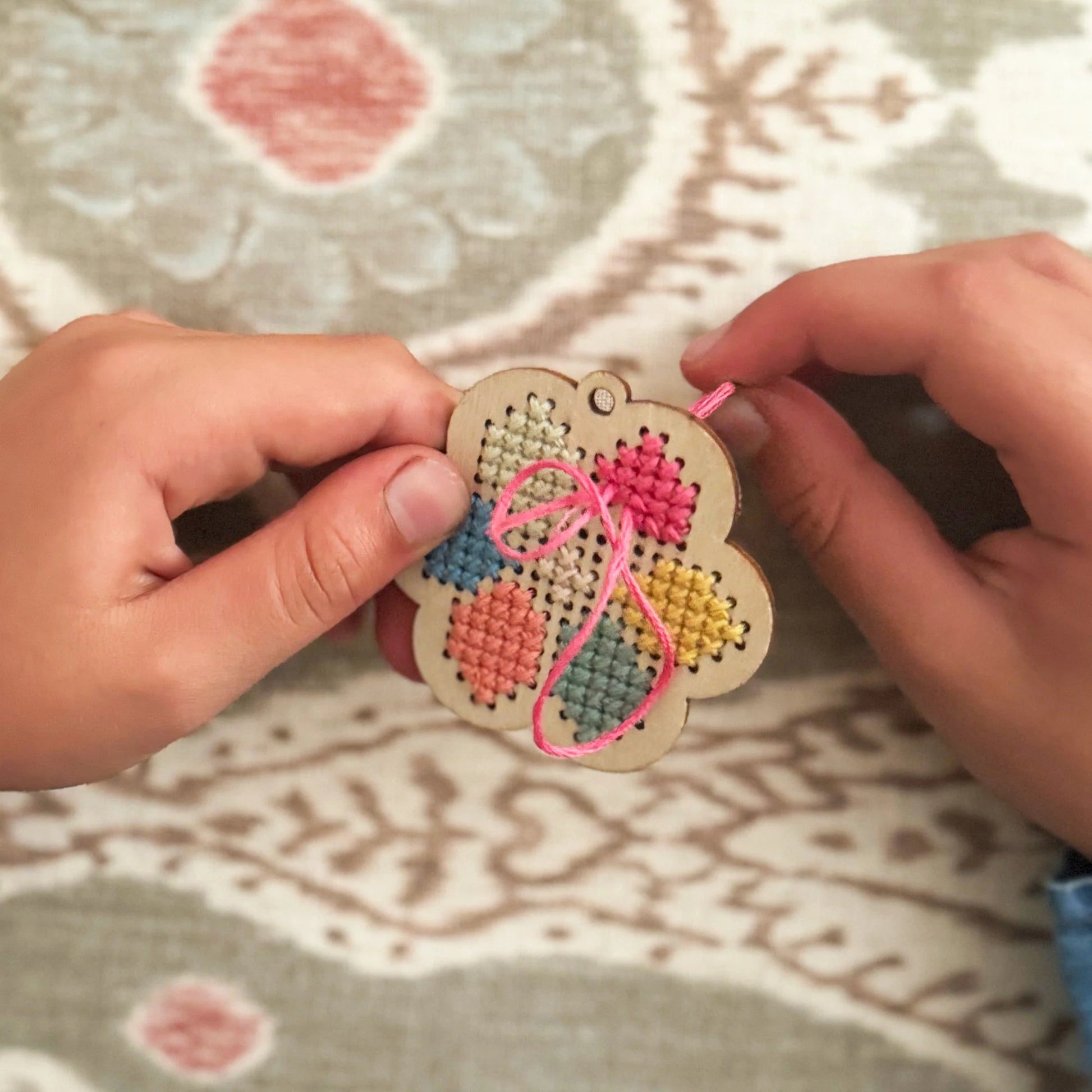 Make Your Own Flower Cross Stitch Keyring - Anilas UK