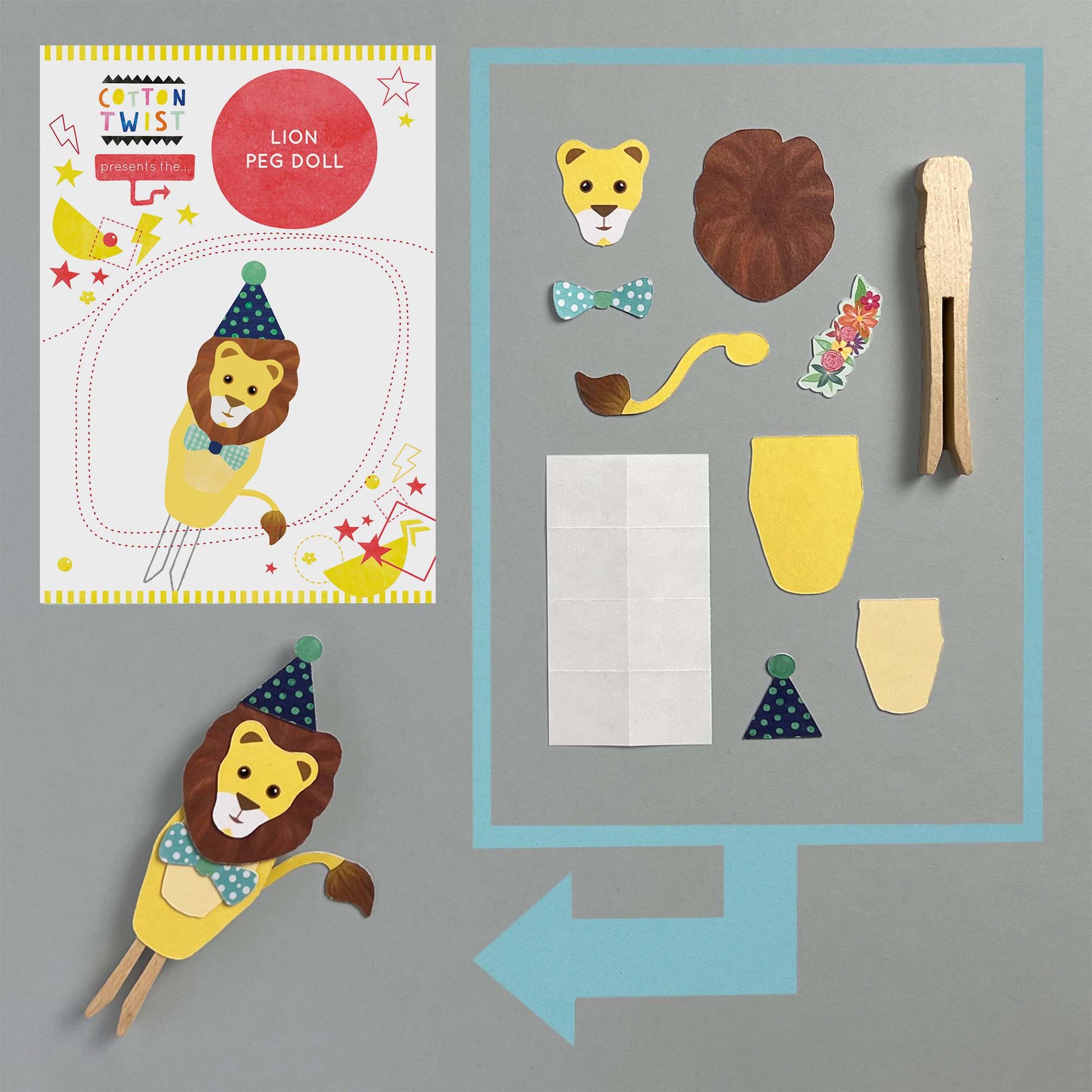 Make Your Own Lion Peg Doll Kit - Anilas UK
