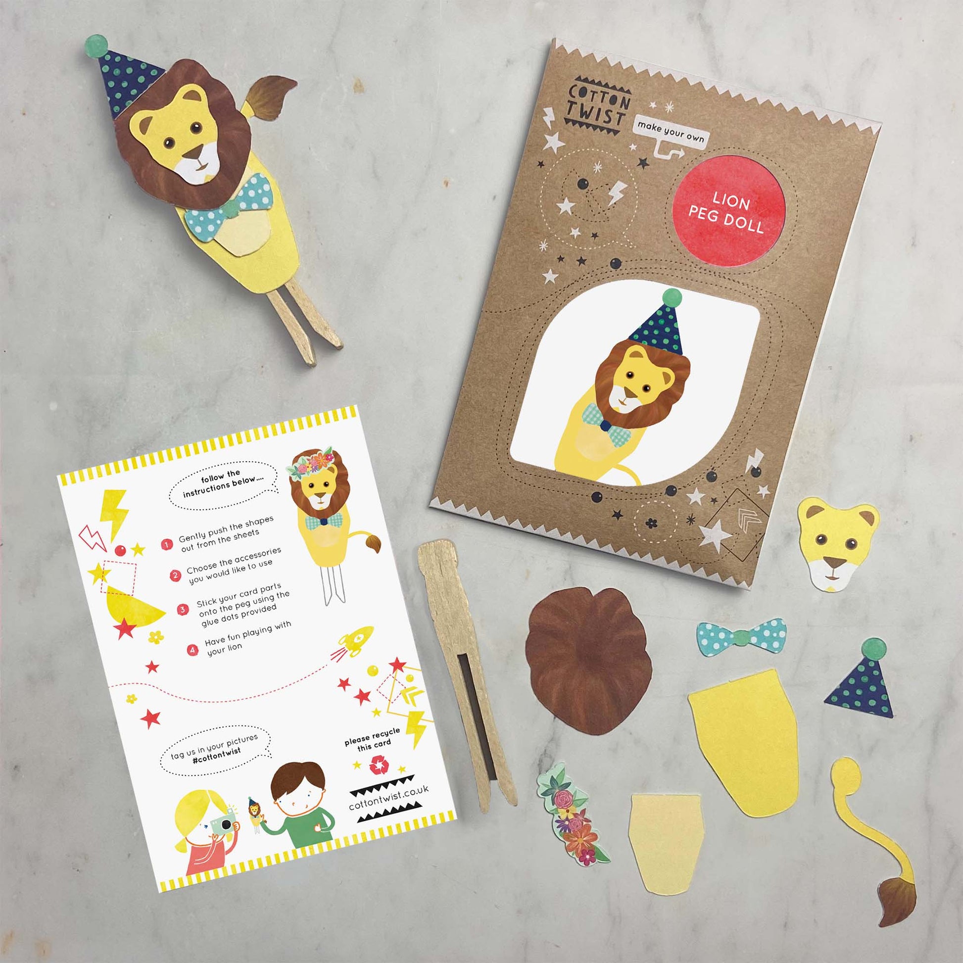 Make Your Own Lion Peg Doll Kit - Anilas UK