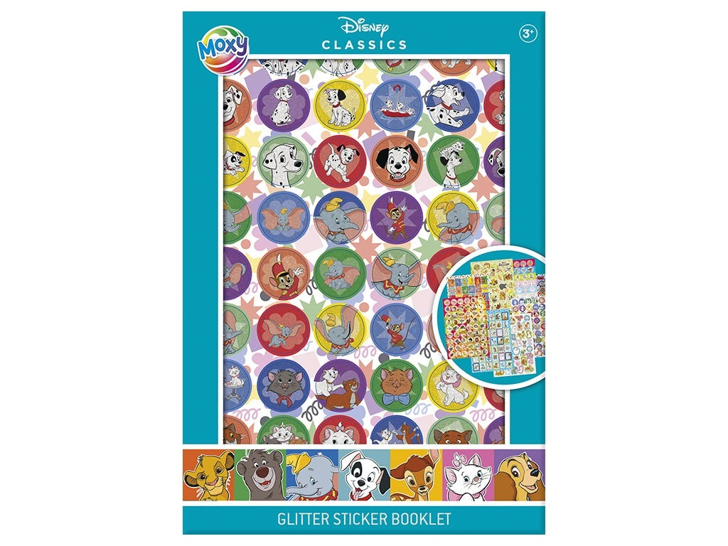 Disney Classic Glitter Sticker Booklet - Over 500 Reusable Stickers - Anilas UK