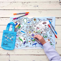 
              Eat Sleep Doodle's World Map: Animals & Sea Placemat To Go & Colour In - Anilas UK
            