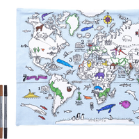 Eat Sleep Doodle's World Map: Animals & Sea Placemat To Go & Colour In - Anilas UK