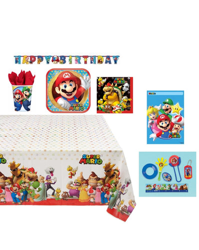 Complete Super Mario Themed Party Pack for 8 people Including Tableware and Favours - Anilas UK