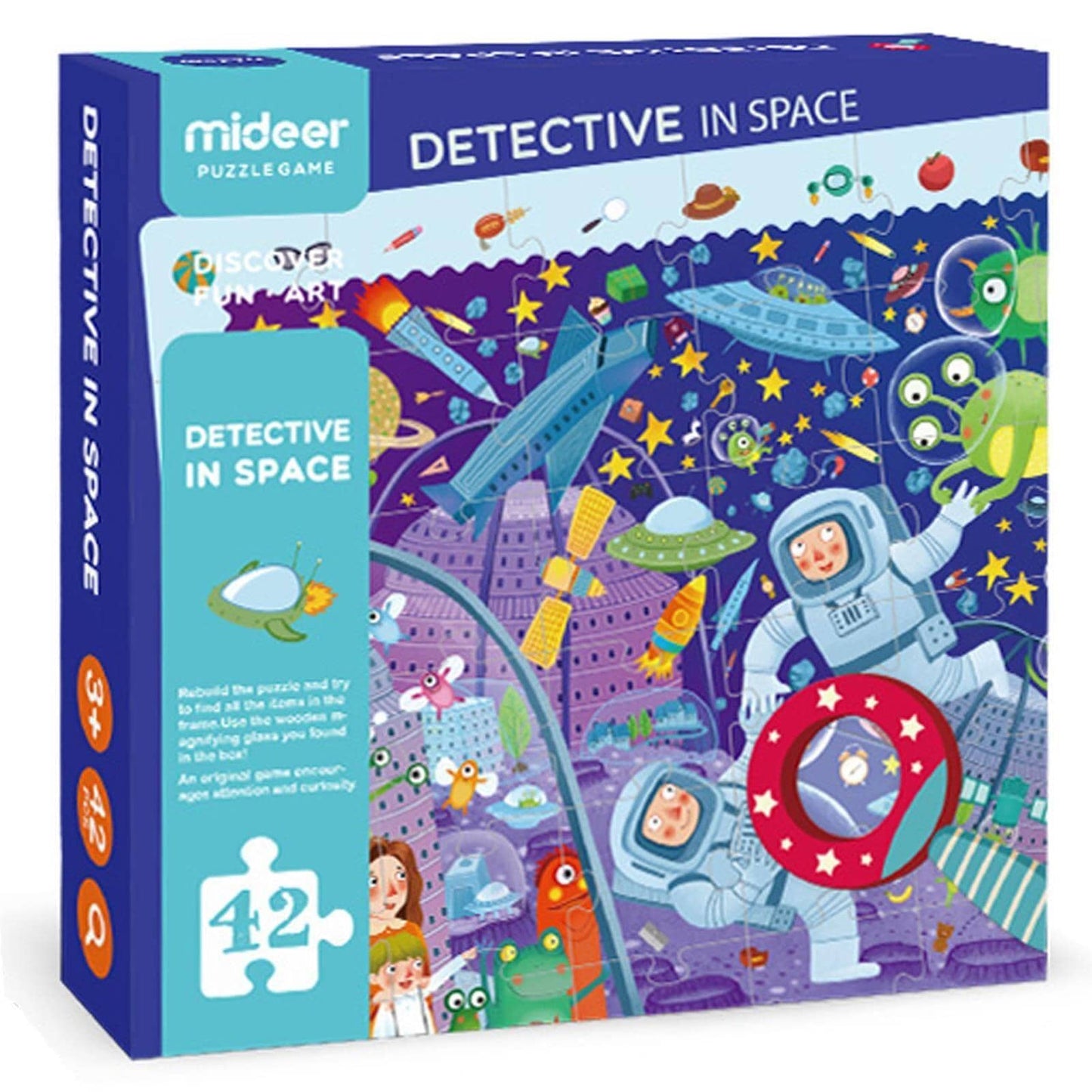 2 in 1 Detective In Space Jigsaw Puzzle with Magnifying Glass - Anilas UK
