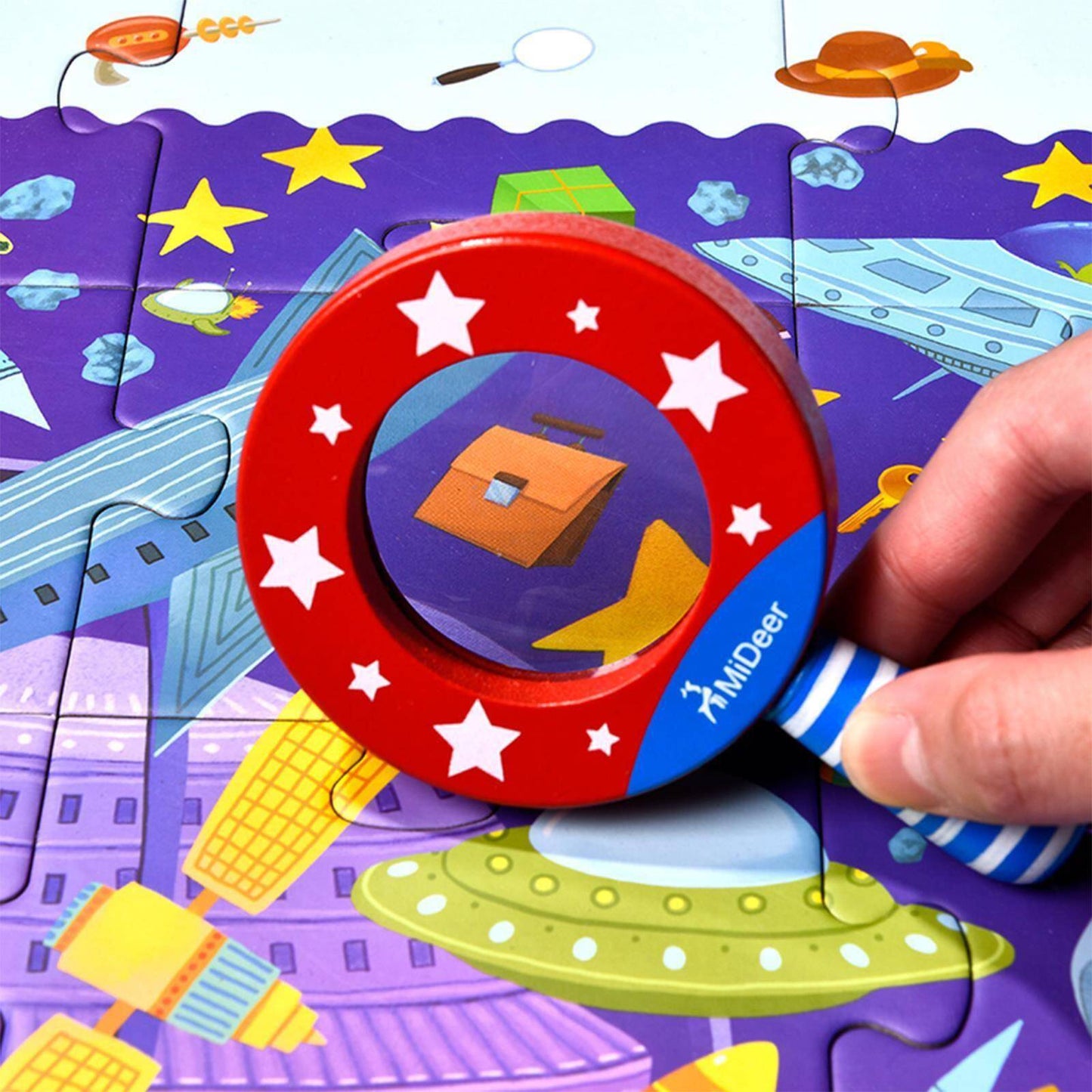 2 in 1 Detective In Space Jigsaw Puzzle with Magnifying Glass - Anilas UK