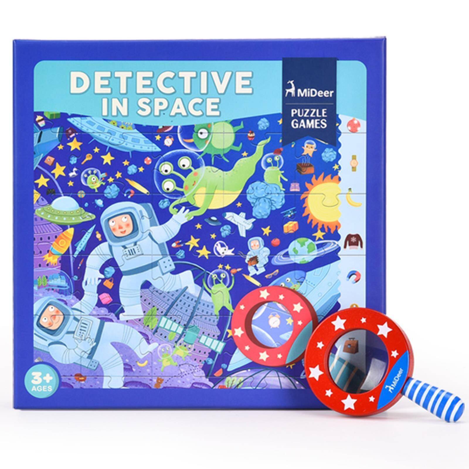2 in 1 Detective In Space Jigsaw Puzzle with Magnifying Glass - Anilas UK