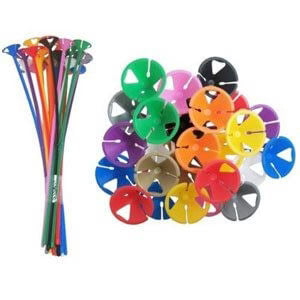 Mixed Colours Plastic Reusable Balloon Holder Stick with Cup, 37.5 cm