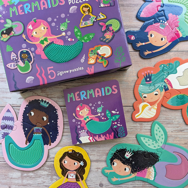 Touch and Feel Mermaids Jigsaw Puzzles With Free Board Book - Anilas UK