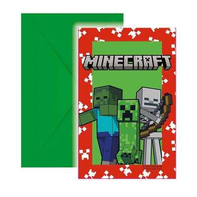 Minecraft Party Invitations (Pack of 6) - Anilas UK