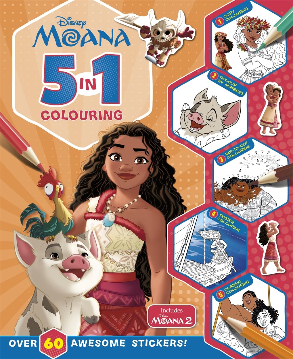 Moana: 5 in 1 Colouring Book - Anilas UK