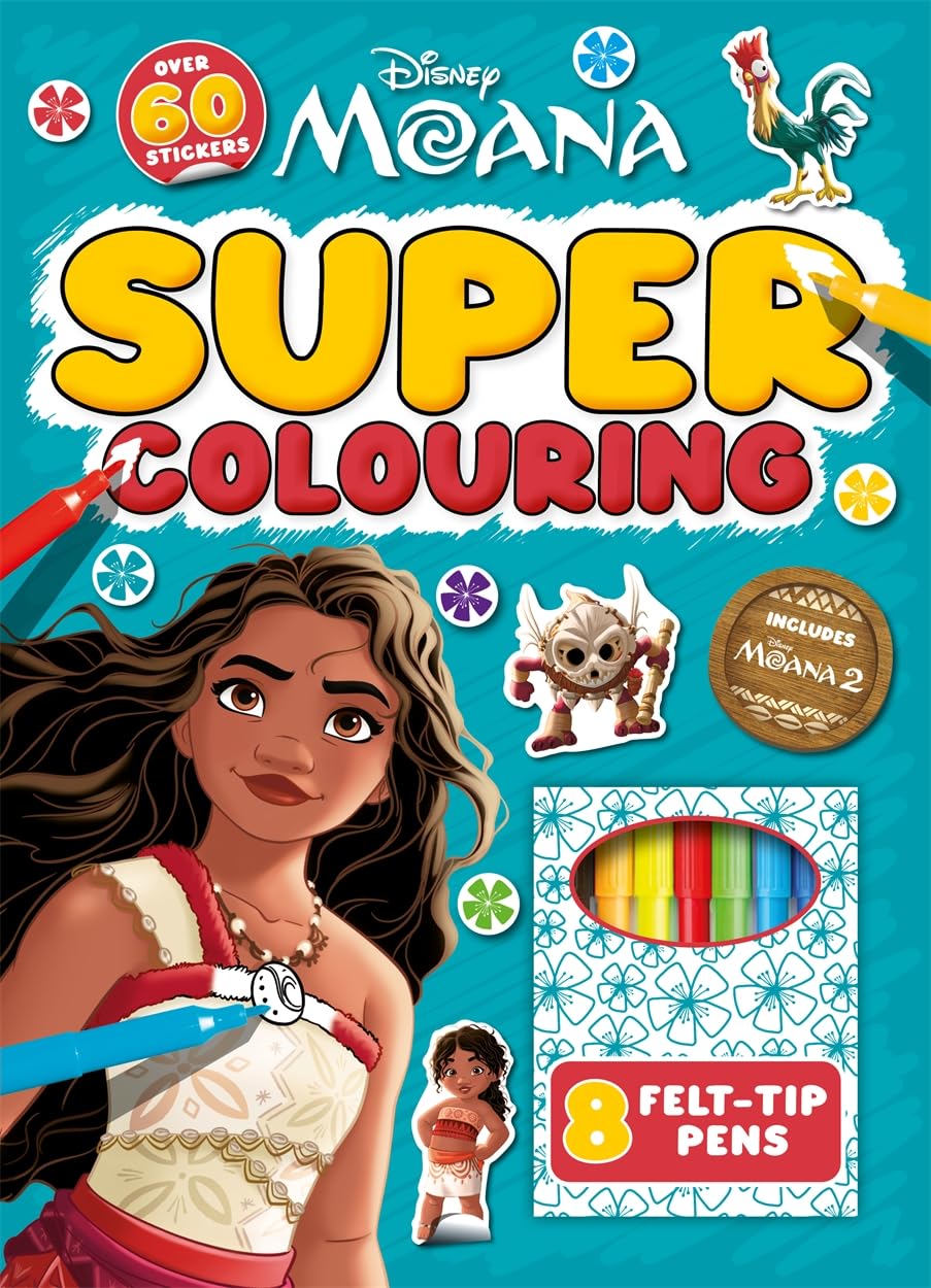 Disney Moana: Super Colouring Book (including 8 felt-tip pens) - Anilas UK