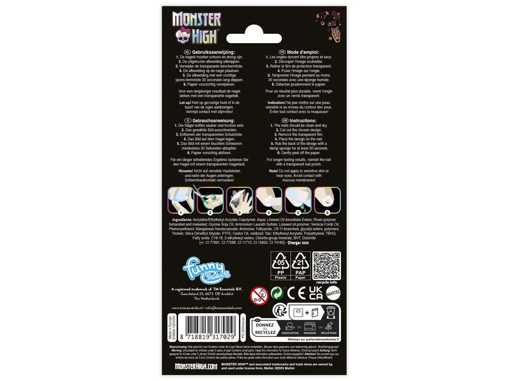 Monster High Fingernail Decoration Stickers, 120 Designs - Anilas UK