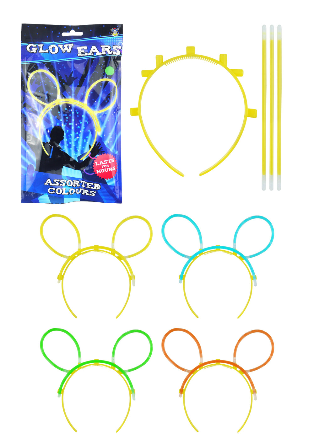 12 Glow Bunny Ears Headbands