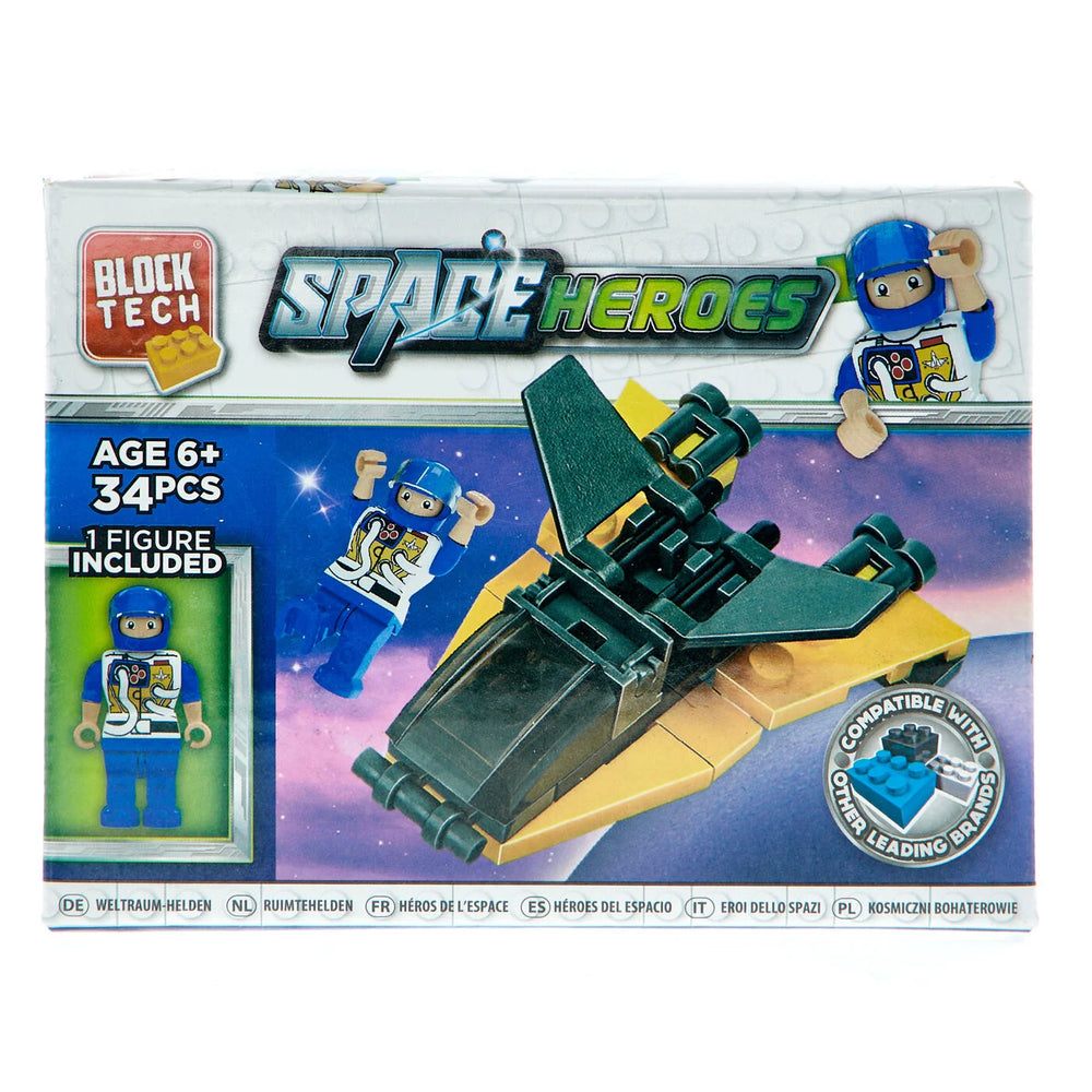 Block Tech 34 Piece Space Heroes Building Block Brick Kit