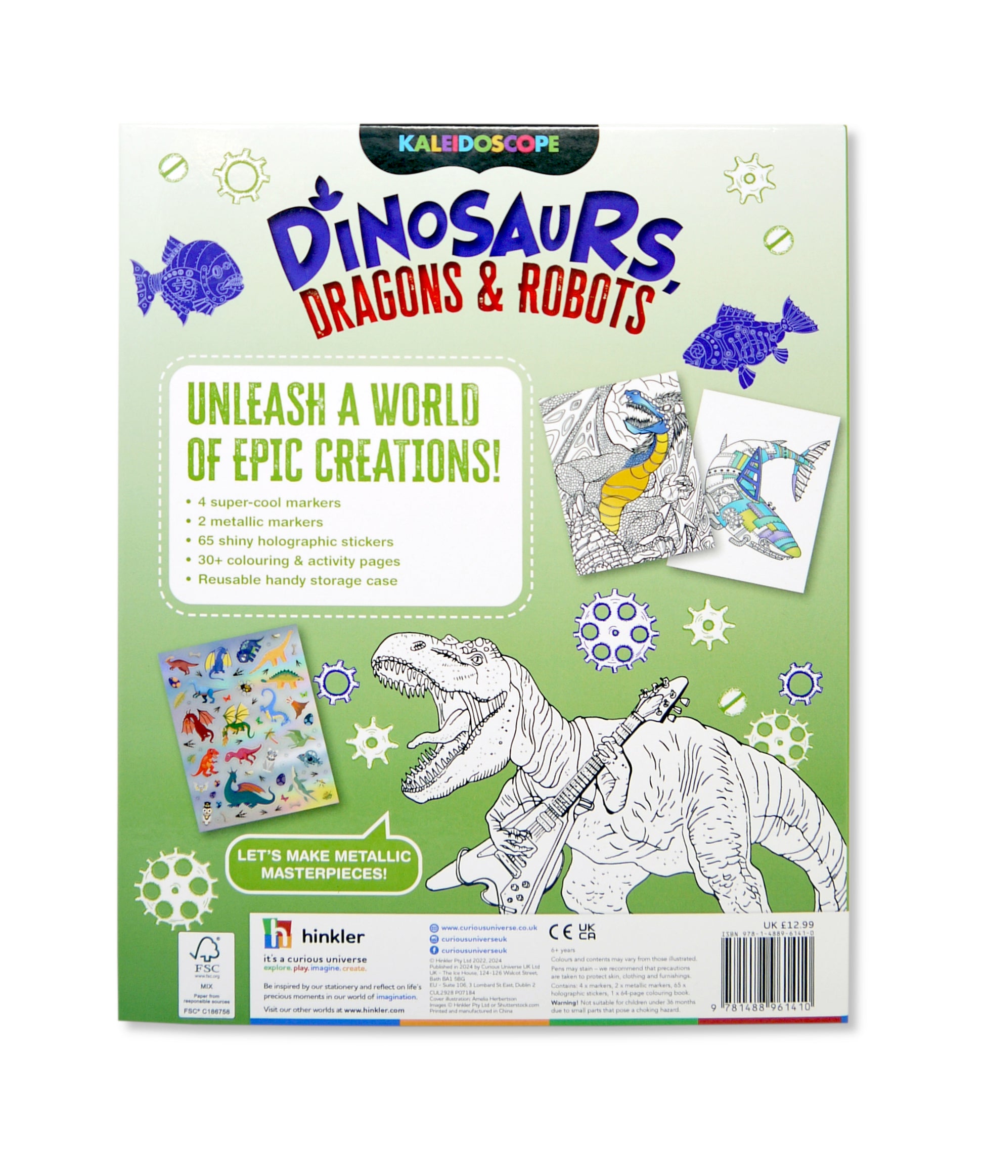 Dinosaurs Dragons and Robots Sweetlings Colouring Kit - Anilas UK