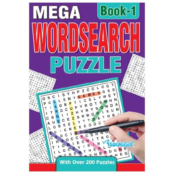 Mega Wordsearch A5 Puzzle  Book 1 or 2 - Anilas UK
