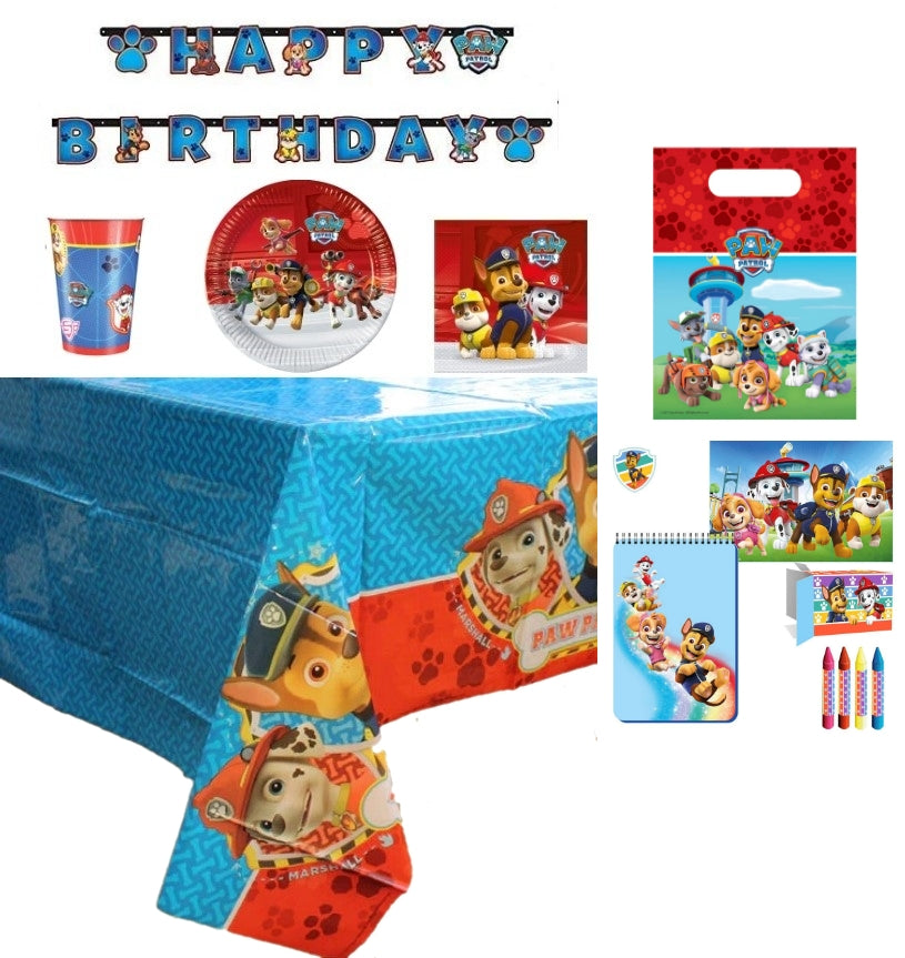 Complete Paw Patrol Themed Party Pack for 8 people Including Tableware and Favours - Anilas UK