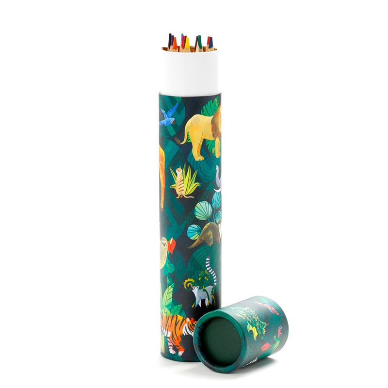 Animal Kingdom Large Pencil Pot with 12 Colouring Pencils - Anilas UK
