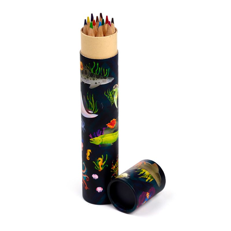 Marine Kingdom Large Pencil Pot with 12 Colouring Pencils - Anilas UK