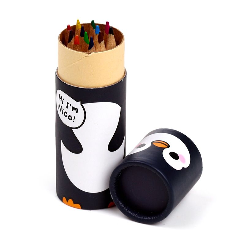 Adoramals Penguin Pencil Pot with 12 Colouring Pencils - Anilas UK