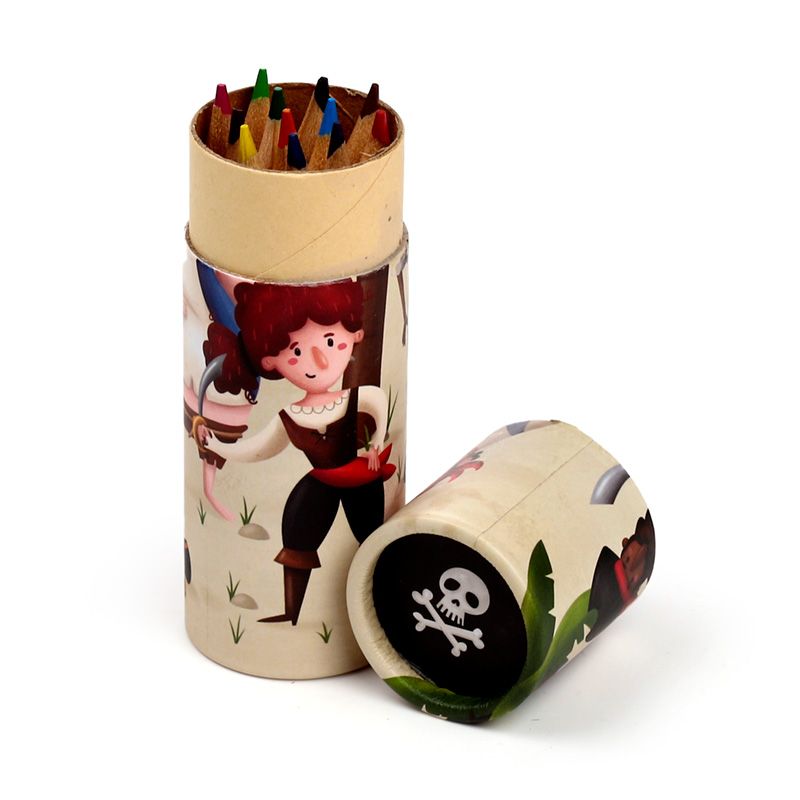 Jolly Rogers Pirates Pencil Pot with 12 Colouring Pencils - Anilas UK