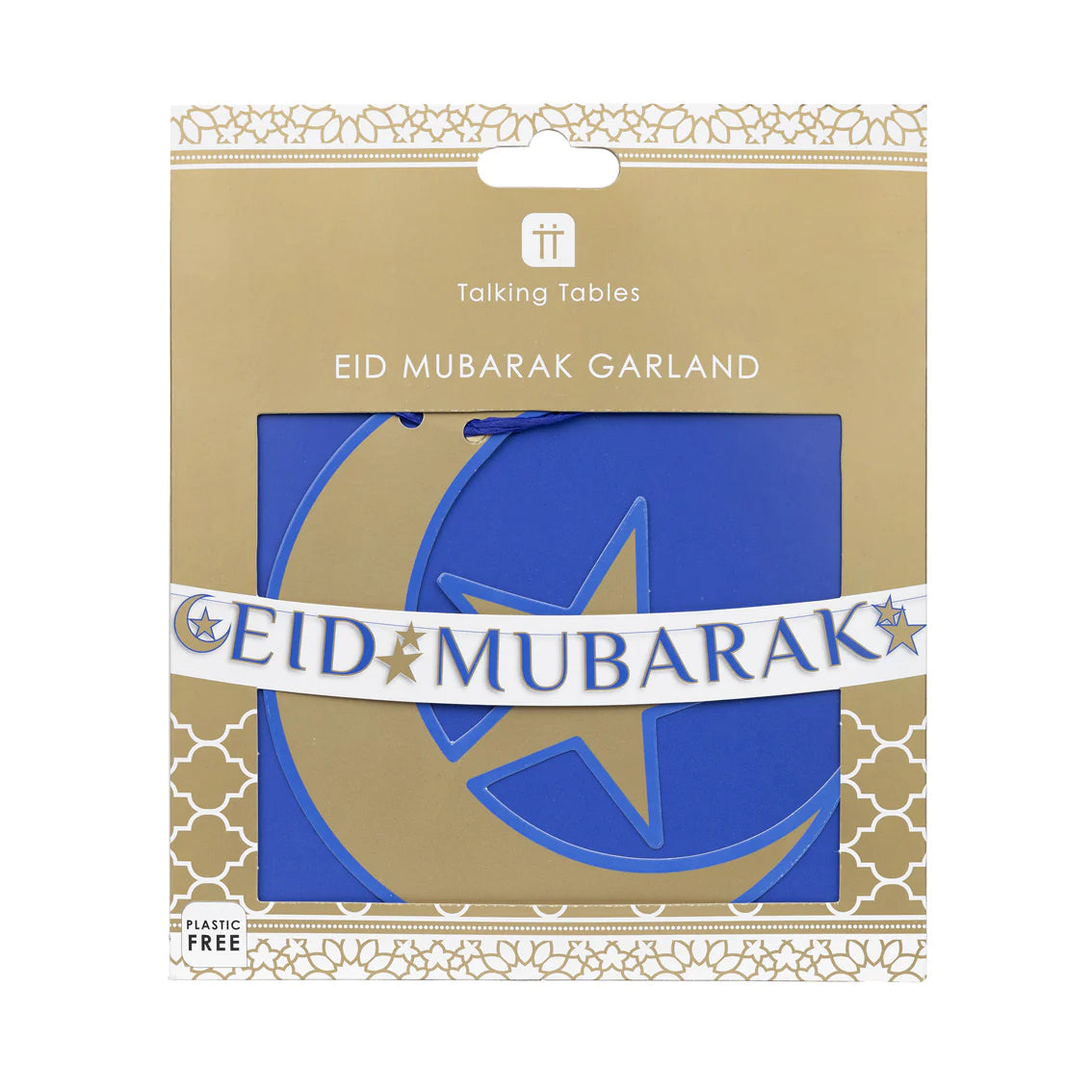 Navy & Gold Eid Mubarak Paper Garland - 3m - Anilas UK