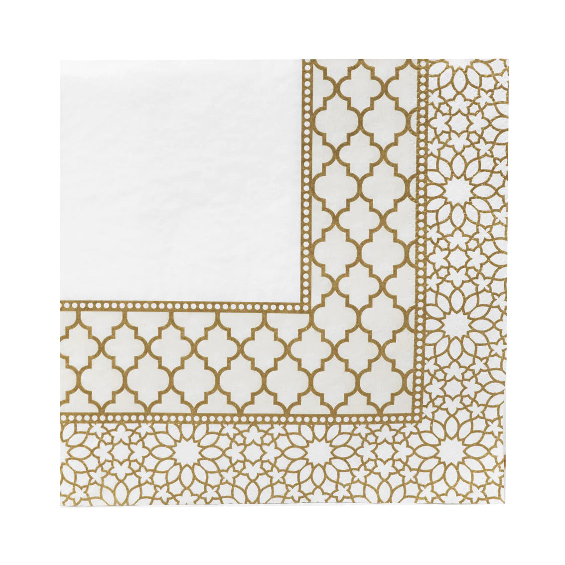 Gold & White Mosaic Paper Napkins - 20 Pack - Anilas UK