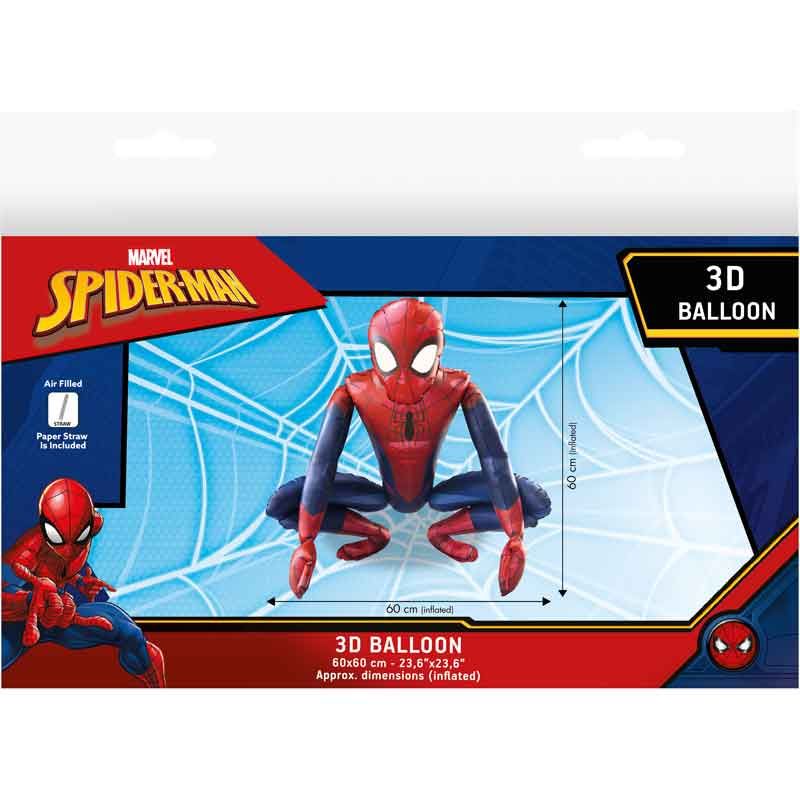 3D Spiderman Shaped Standing Foil Balloon 60 x 60 cm. - Anilas UK