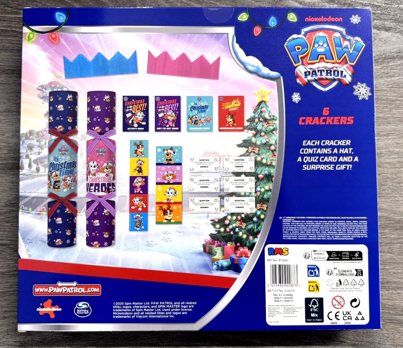 Paw Patrol 6 Christmas Crackers 12"