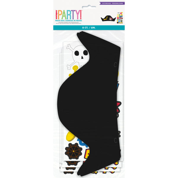 Ahoy Pirate Party Hats with Stickers (Pack of 8) - Anilas UK