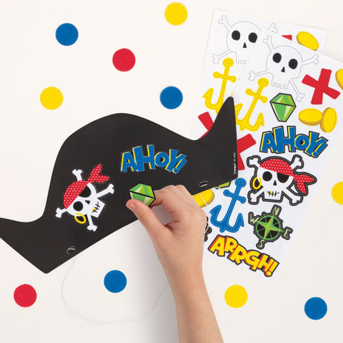 Ahoy Pirate Party Hats with Stickers (Pack of 8) - Anilas UK