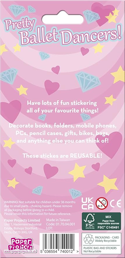 Ballet Dancers Sparkle Stickers Sheet - Anilas UK