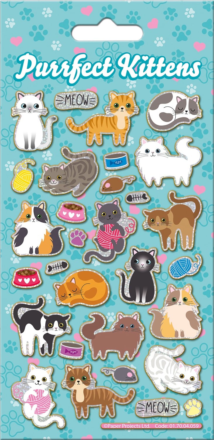 Purrfect Kittens Sparkle Stickers Sheet - Anilas UK
