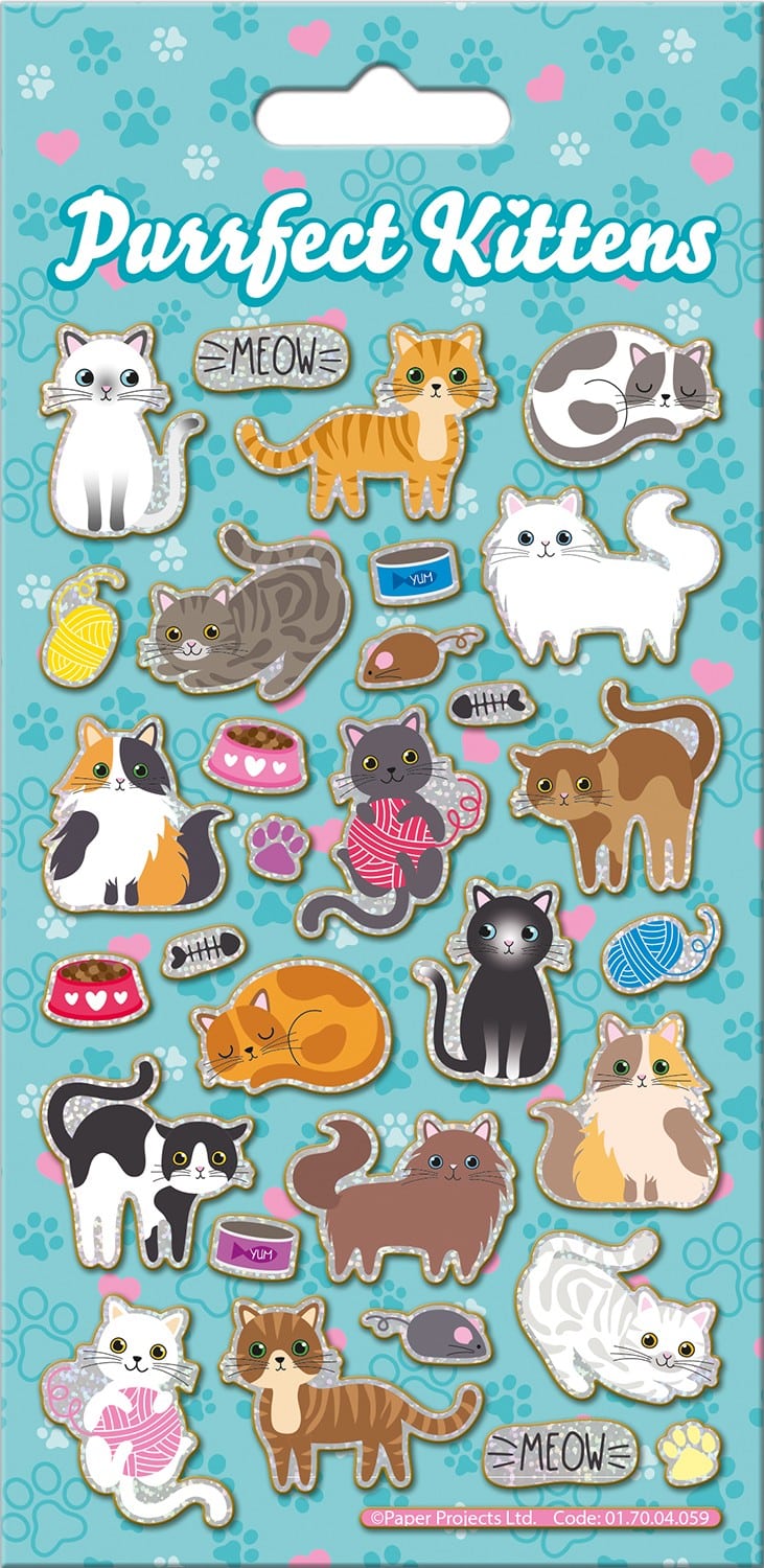 Purrfect Kittens Sparkle Stickers Sheet