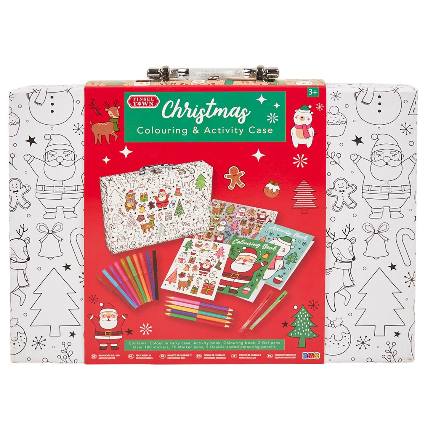Christmas Colouring & Activity Case, 100+ Stickers, Ages 3+