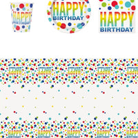 Rainbow Spots Happy Birthday Party Pack for 8 people - Anilas UK