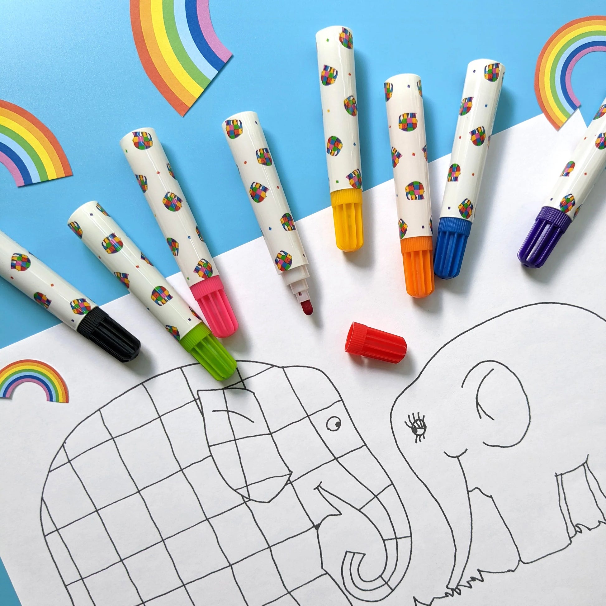 Elmer Set of 8 Jumbo Marker Pens for Children - Anilas UK