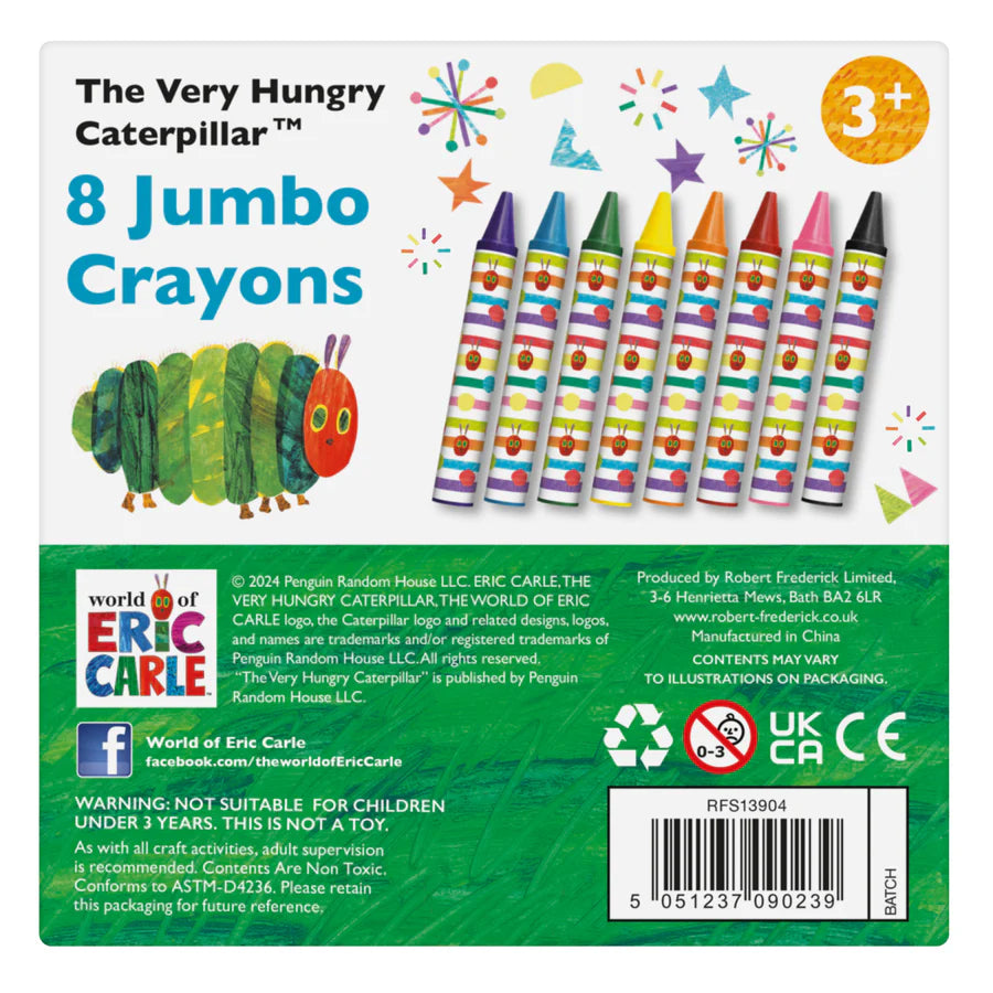 The Very Hungry Caterpillar Set of 8 Jumbo Crayons - Anilas UK