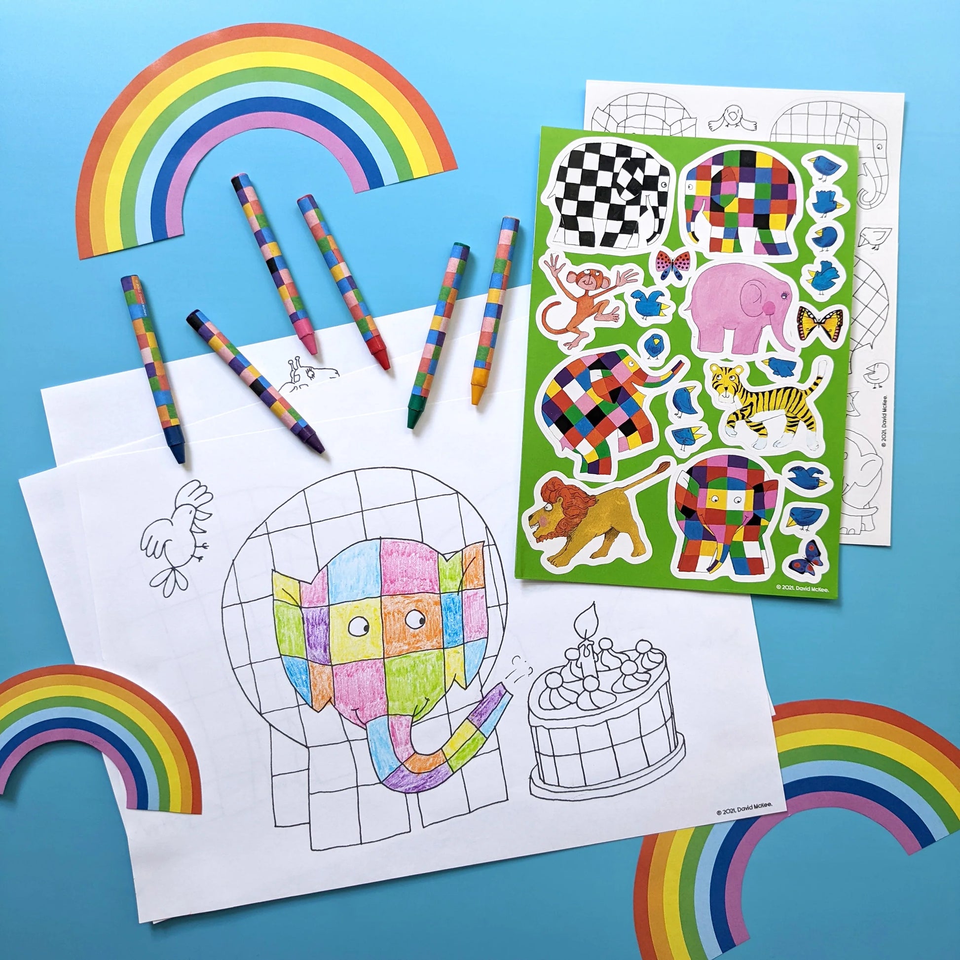 Elmer Children's Colouring Set - Includes Crayons and Stickers - Anilas UK