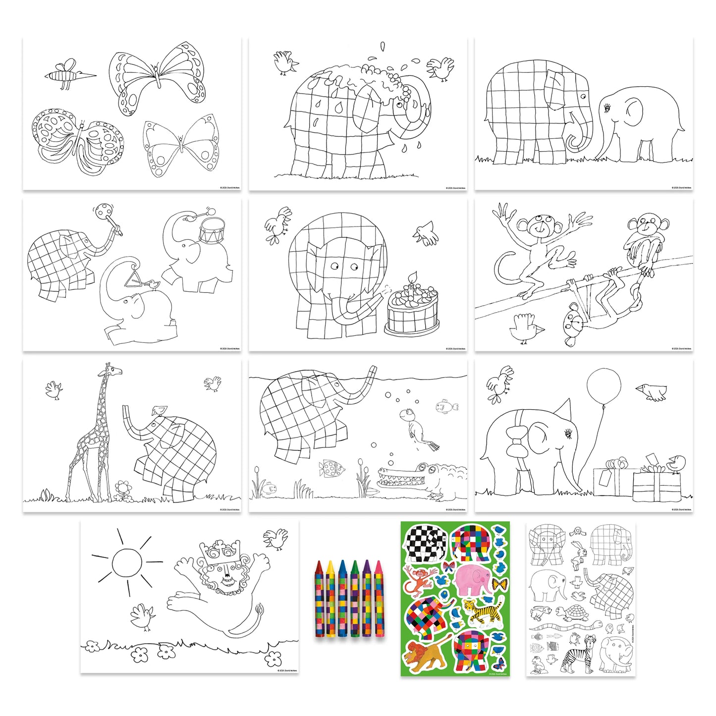 Elmer Children's Colouring Set - Includes Crayons and Stickers - Anilas UK