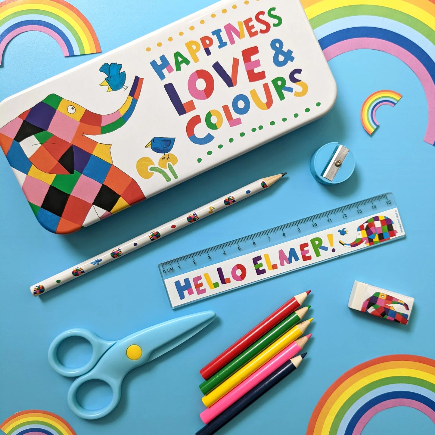 Elmer Children’s Stationery Tin Set - First School Stationery Set For Ages 3 and Upward - Anilas UK