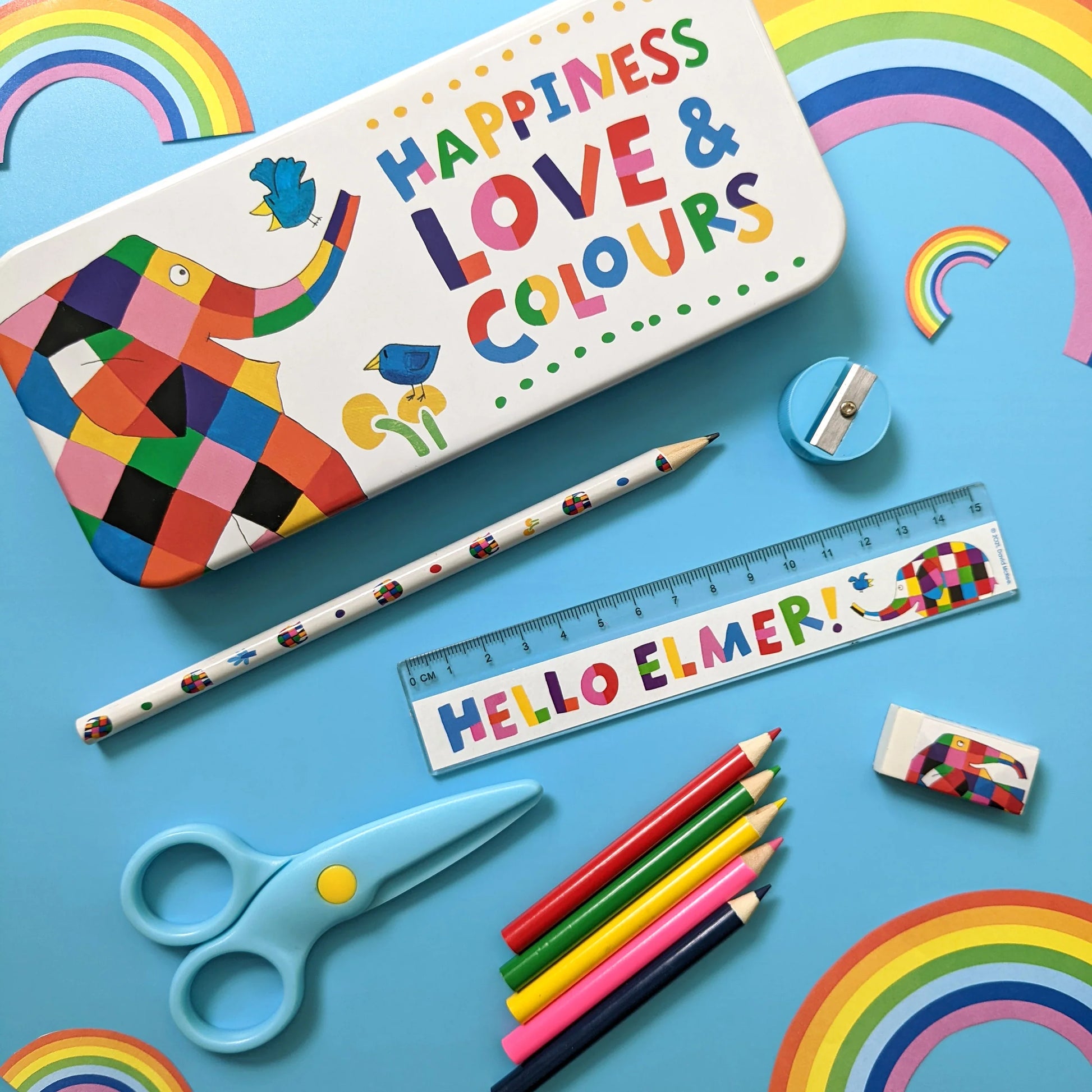 Elmer Children’s Stationery Tin Set - First School Stationery Set For Ages 3 and Upward - Anilas UK
