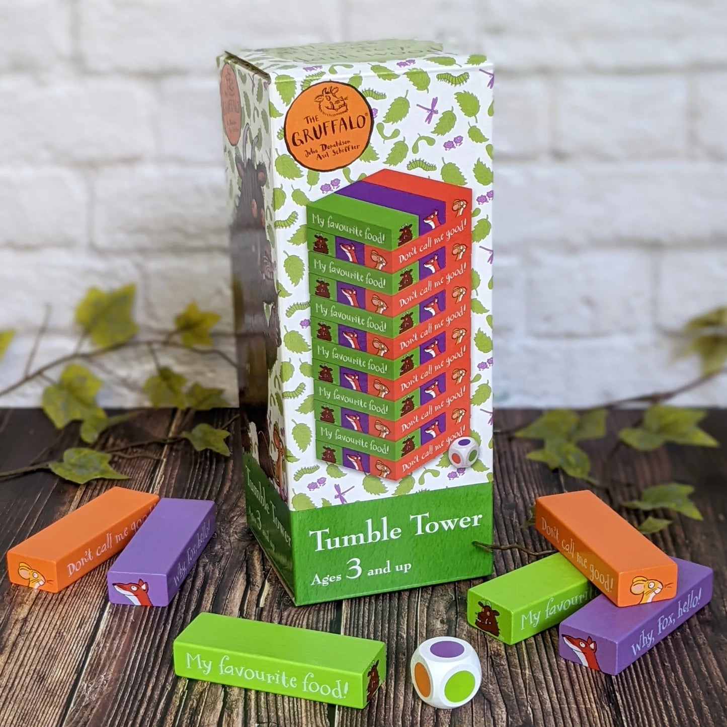 The Gruffalo Tumble Tower Game - Wooden Set With Dice - Anilas UK