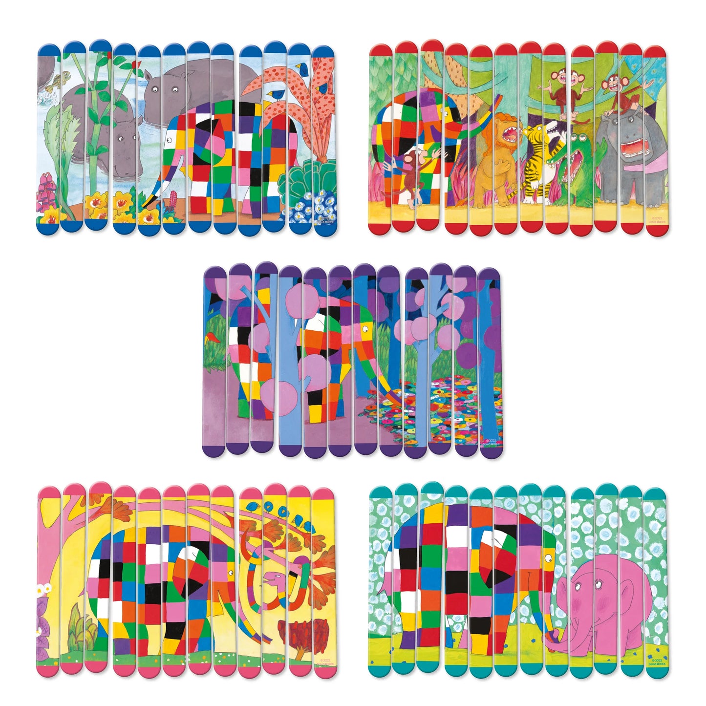 Elmer Lolly Stick Puzzle - Create 5 Double-Sided Puzzles - Anilas UK