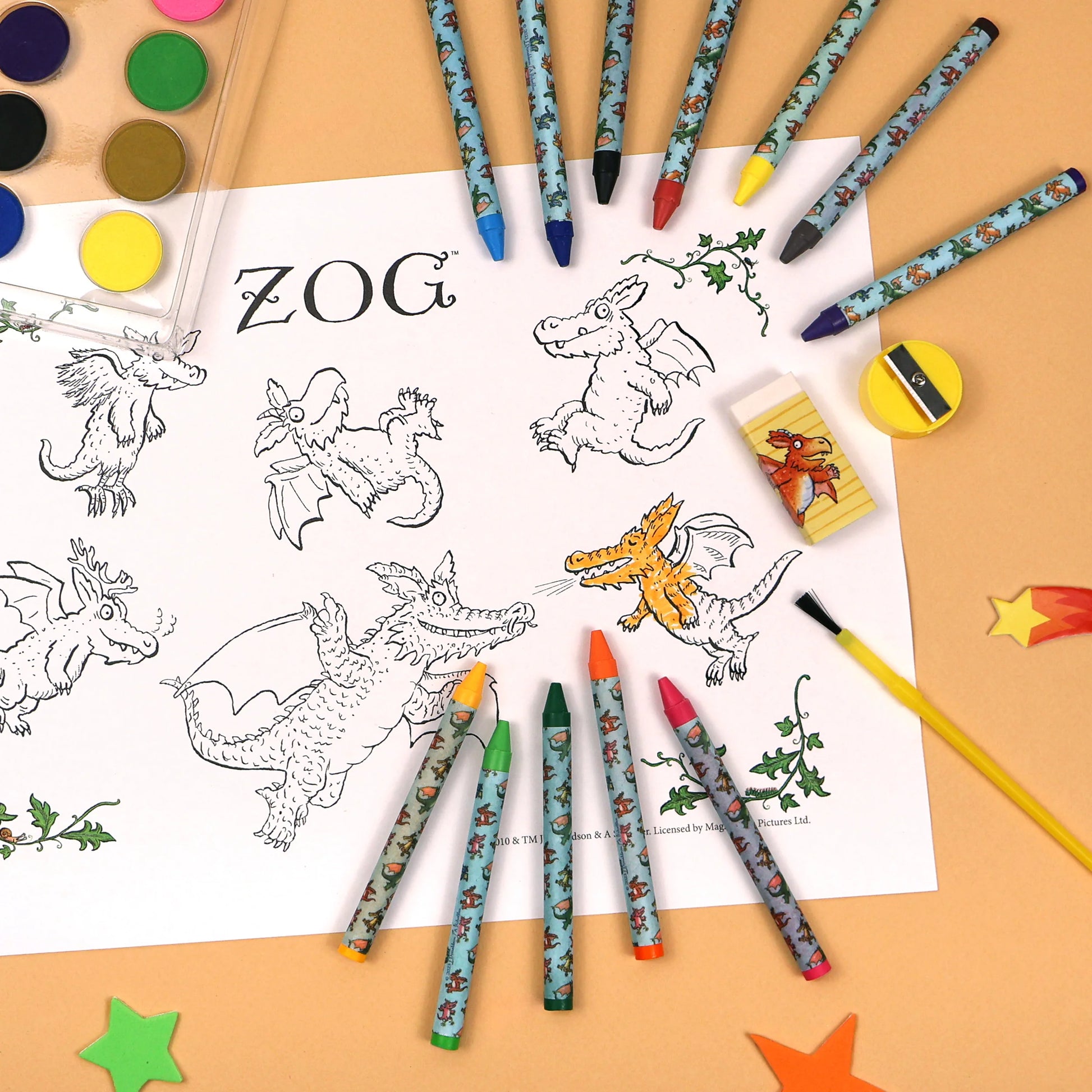 Zog Children's 42 Piece Art Set - Includes Paints and Crayons - Anilas UK